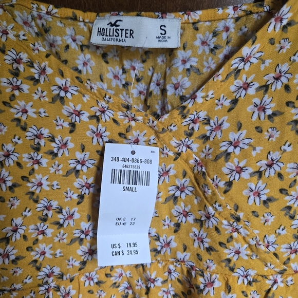 Hollister Yellow Flowy Crop Top Witb Tie Shoulder Straps - Picture 3 of 3